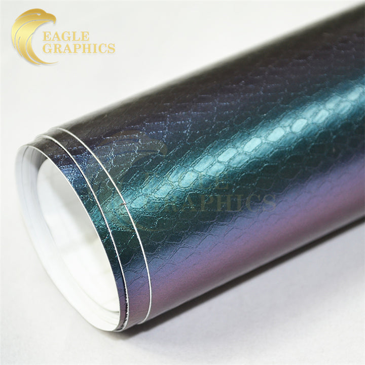 Purple green snake chameleon skin car decor sticker printed bubble