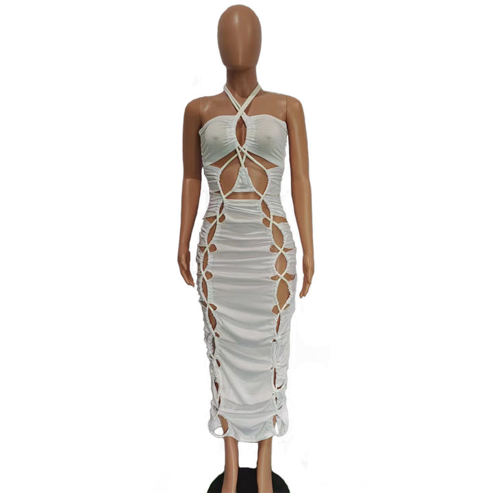 Backless halter plus size casual women night party dress