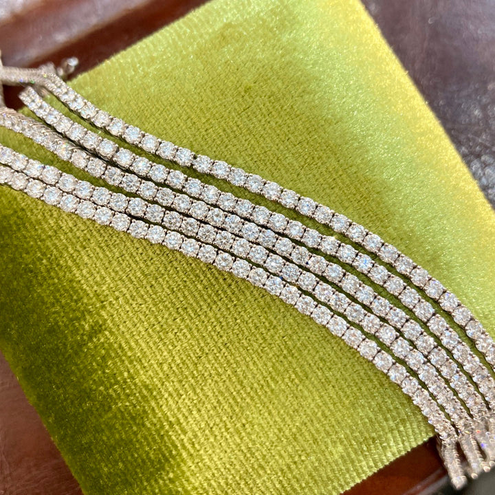 18k solid white gold shining diamond tennis chain bracelet womens jewelry