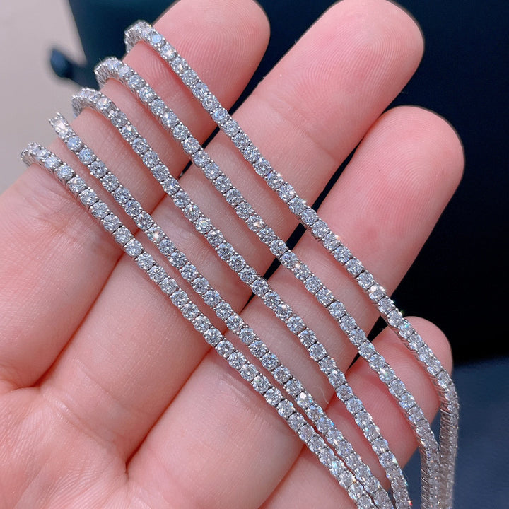 18k solid white gold shining diamond tennis chain bracelet womens jewelry