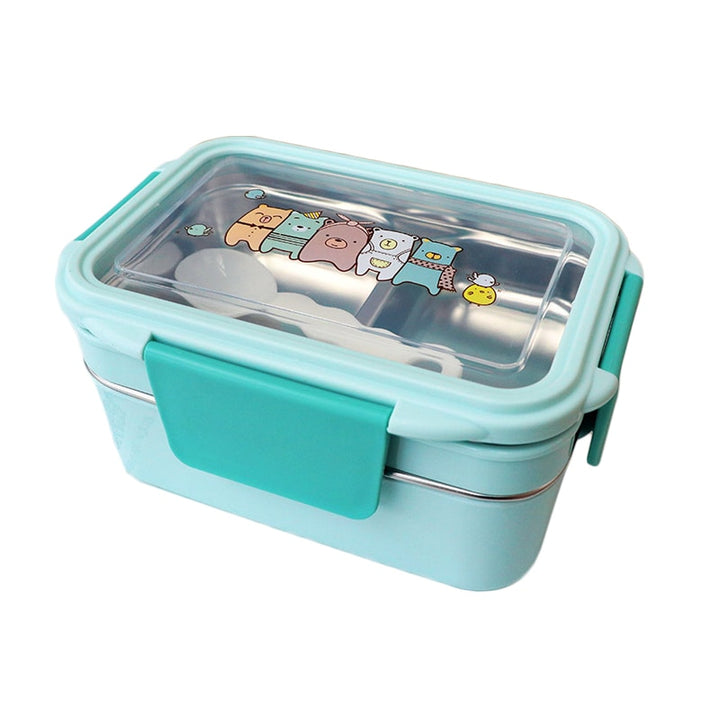 Cartoon lunch box stainless steel double layer food container for kids