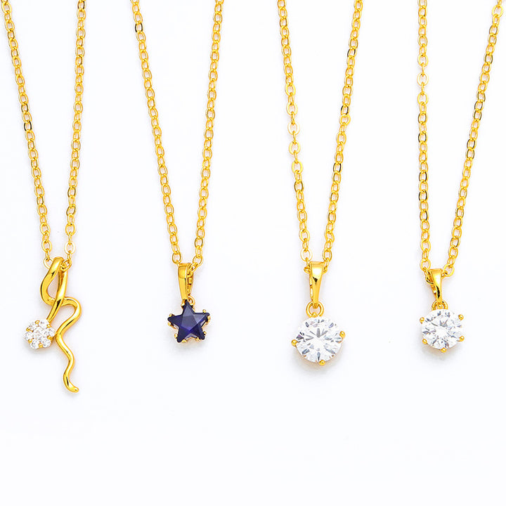 Dropshipping 24K Gold Necklace Pendants for Women Fashion Zircon Pendant Fine Jewelry Charms for Wedding Birthday