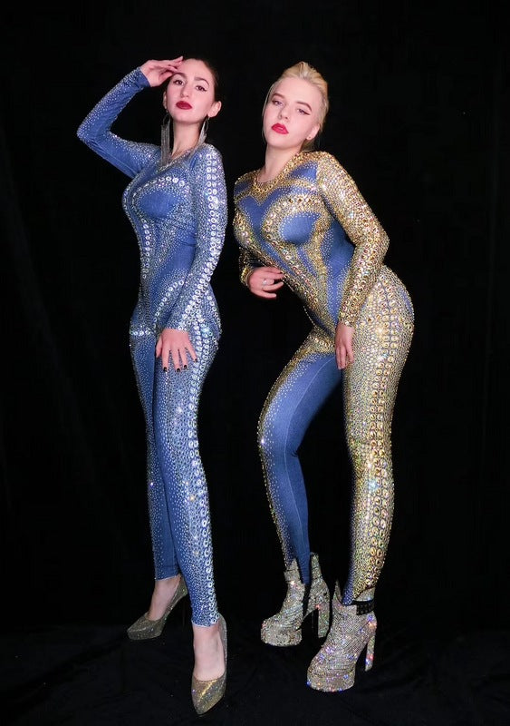 Amazon Top Seller 2022 Rhinestone Club Wear for Women Bie Fall Womens Jumpsuits
