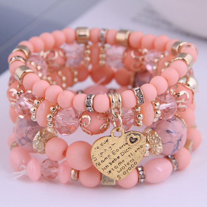 4 pcc resin beads crystal stone bracelets for women