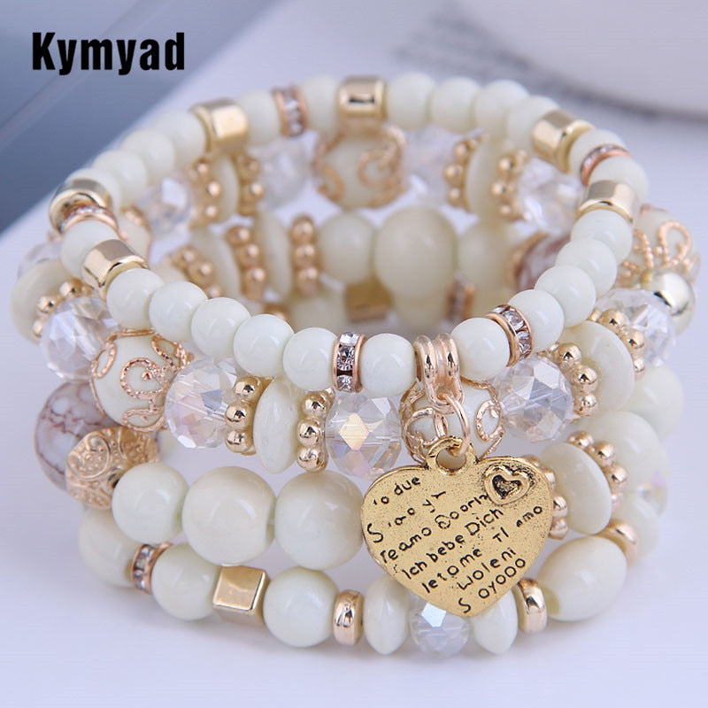 4 pcc resin beads crystal stone bracelets for women