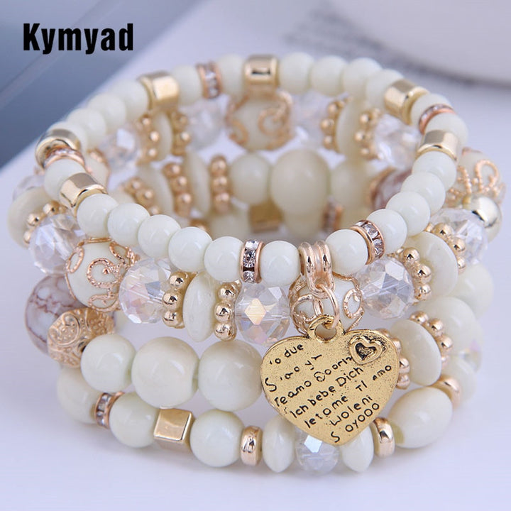 4 pcc resin beads crystal stone bracelets for women