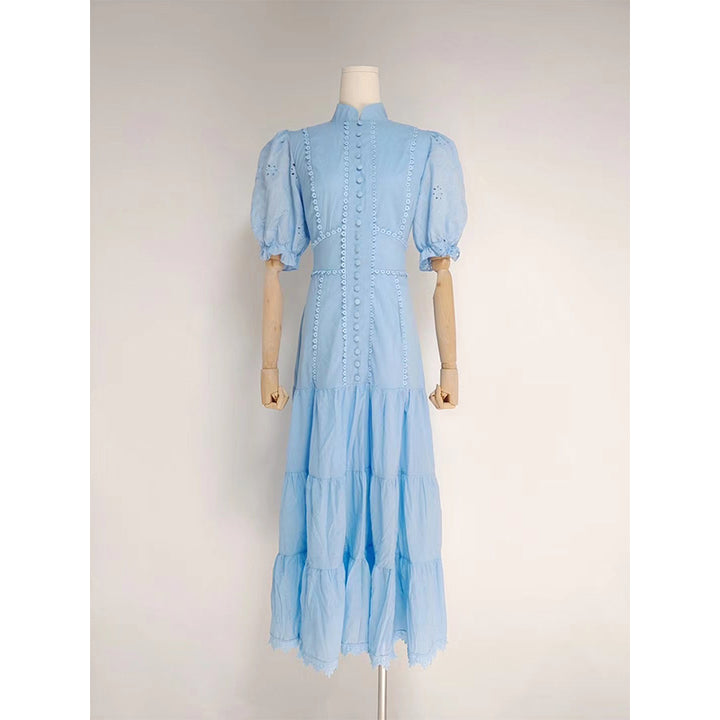 2022 summer new casual solid color puff sleeve party dress