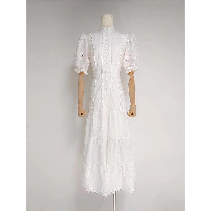 2022 summer new casual solid color puff sleeve party dress