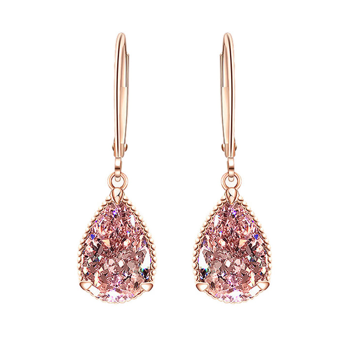 14k rose gold diamond garnet drop earrings pink topaz gemstone jewelry