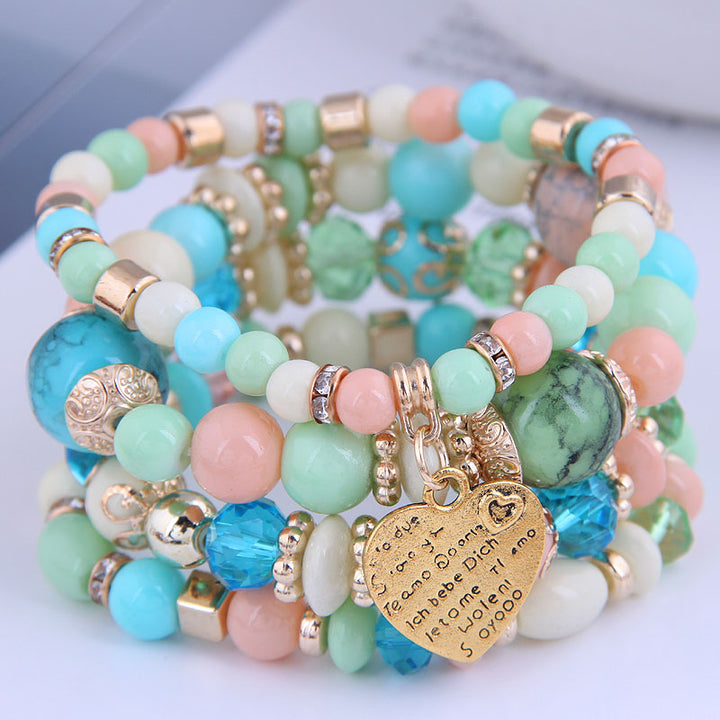 4 pcc resin beads crystal stone bracelets for women