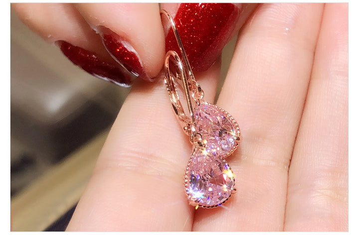 14k rose gold diamond garnet drop earrings pink topaz gemstone jewelry