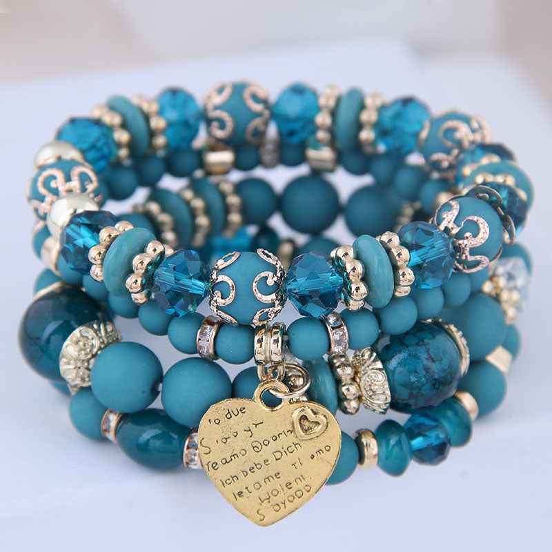 4 pcc resin beads crystal stone bracelets for women
