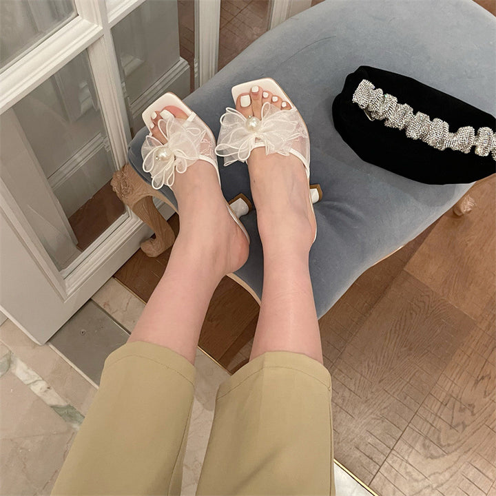 Bowtie non slip flip flops flat mules womens beach mesh slides Apparel & Accessories > Shoes