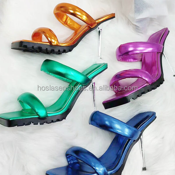 Hoslasenshoes Black Non Slip Sole Silver Heeled Sandals Women Summer Shoes Fashion Sandals 2022 Drop Shipping Women Shoes