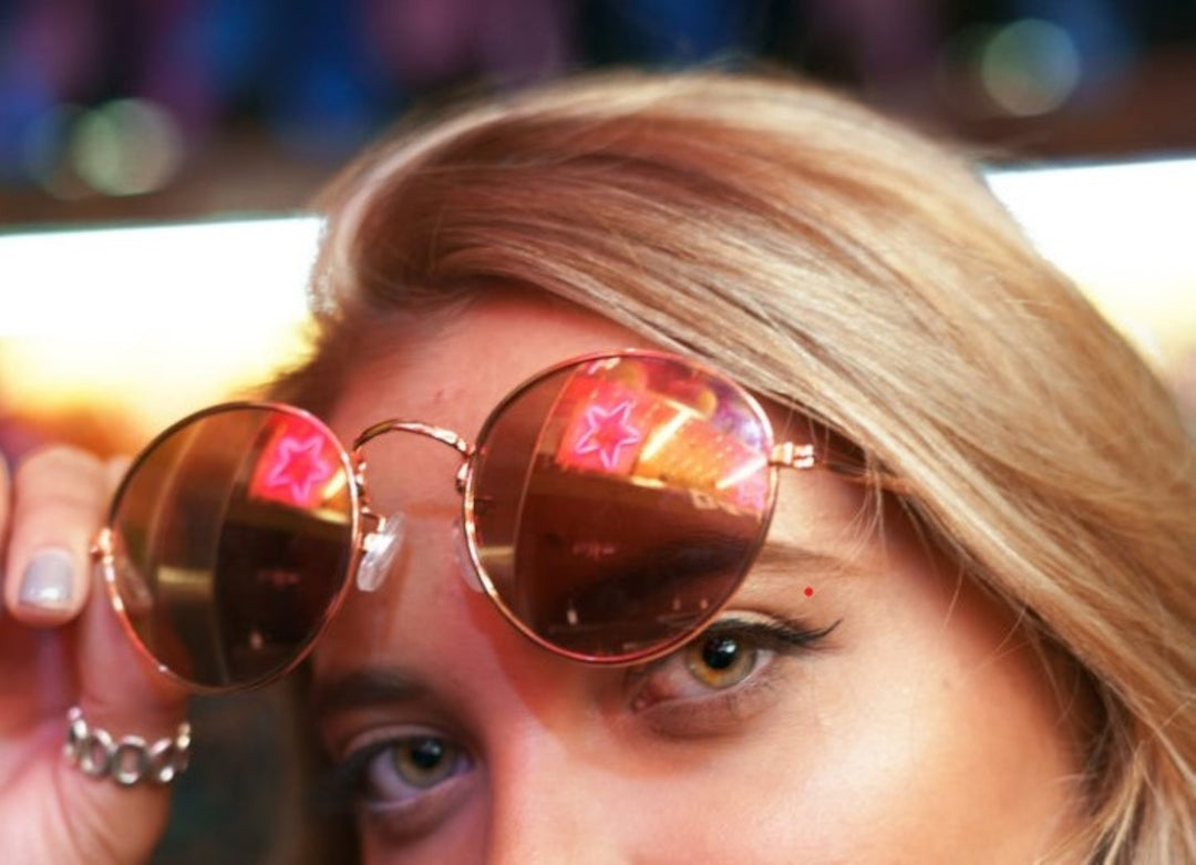 Fashion, designer sunglasses on a model for sale at velvetflair.com
