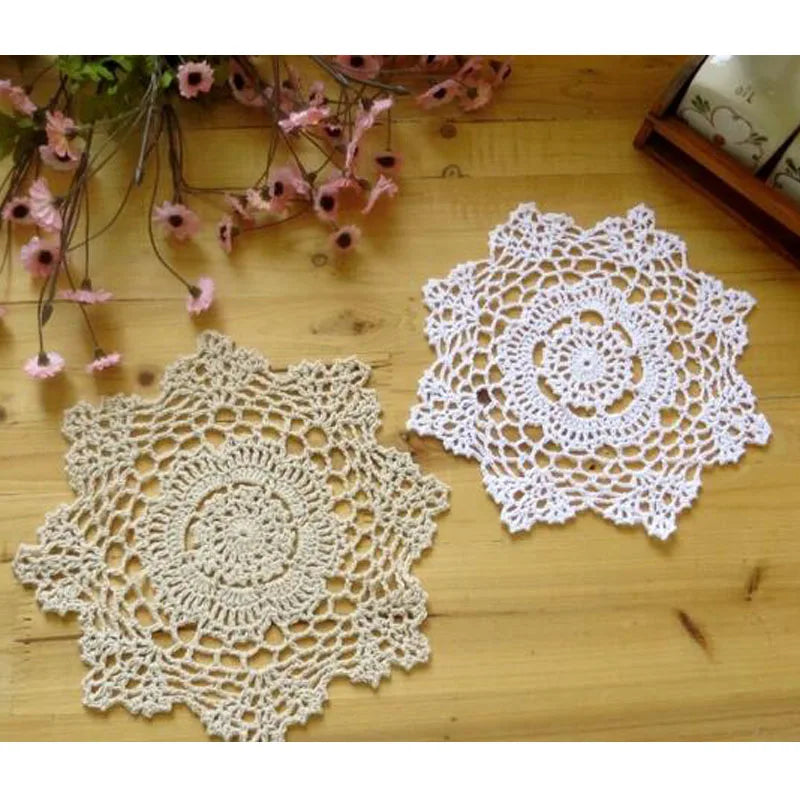 Handmade Christmas Flower Cotton Table Place Mat Cloth Crochet Placemat Coaster Wedding Kitchen Table Decoration and Accessories