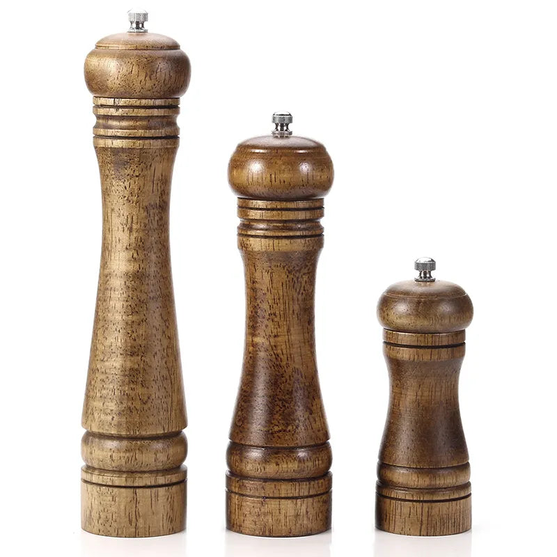 Salt and Pepper Mill, Wood Pepper Shakers With Strong Adjustable Ceramic Grinder With Spare Ceramic Rotor - Kitchen Accessories