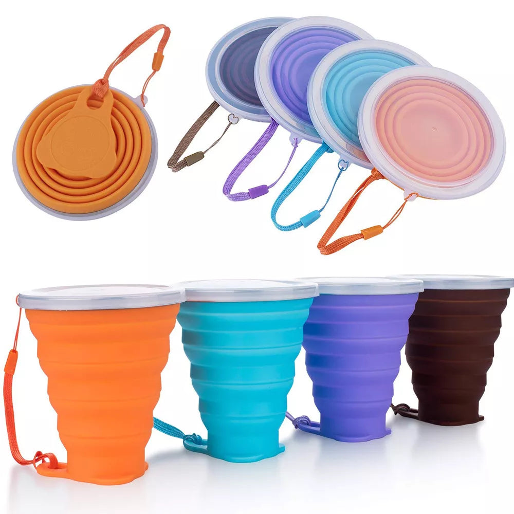 Folding Coffee outdoor Hand Cups 270ml Travel Silicone Retractable