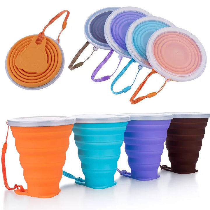 Folding Coffee outdoor Hand Cups 270ml Travel Silicone Retractable