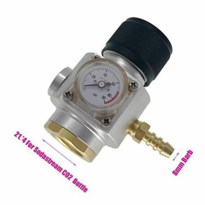 Mini Co2 Gas Regulator 0-90 PSI Keg Charger With 8mm Barb for Beer Wine Making &amp; Carbonated Soda Water