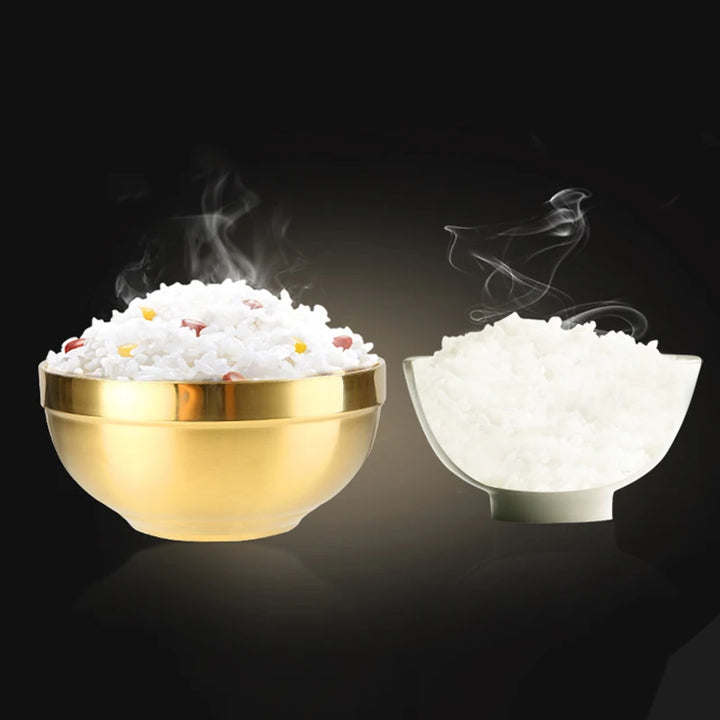 Stainless Steel Gold Bowl Thickened Double Layer Heat Insulation Bowl