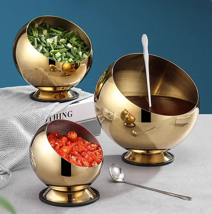 Stainless Steel Oblique Mouthed Sauce Bowl With Lid