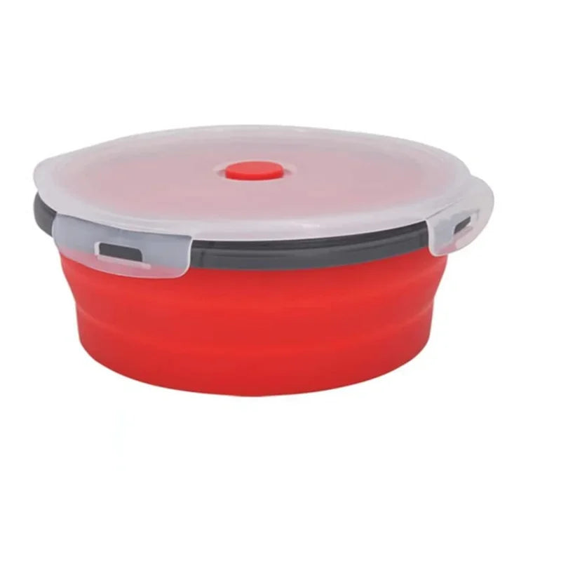 Silicone Folding Lunch Box With Lid Portable Bowl Set KitchenTableware