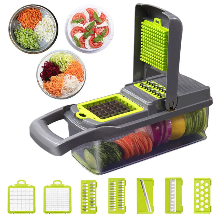 Multifunction Kitchen Cutter Garlic Press Steel Blade Peeler Carrot Grater