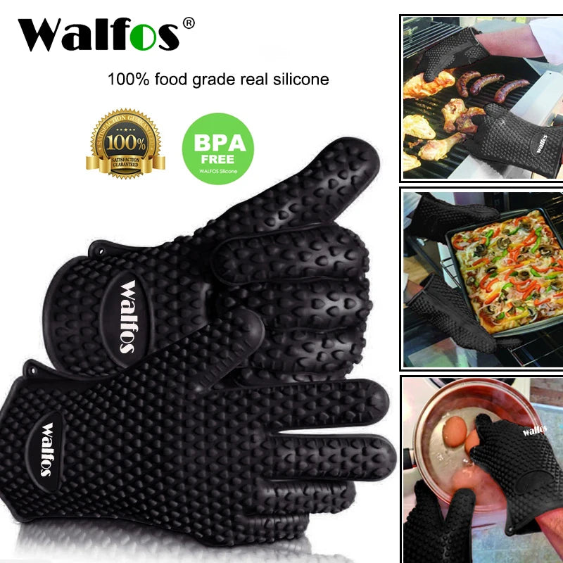 Silicone Oven Kitchen Glove Heat Resistant Thick BBQ Grill Glove Oven Mitts