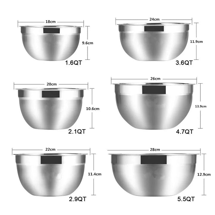 Stainless Steel Non Slip Nesting Whisking Bowls Kitchen Ware Set