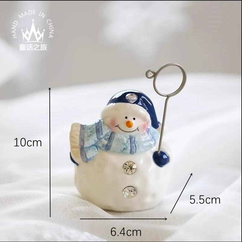 Dessert Plate Snacks Dishes Cute Cartoon Ceramic Bowl Snowma Teapot Sets