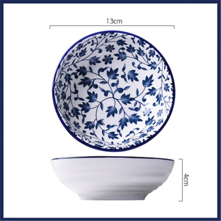 Salad Rice Bowls Ceramic Classical Blue and White Kitchen Tableware