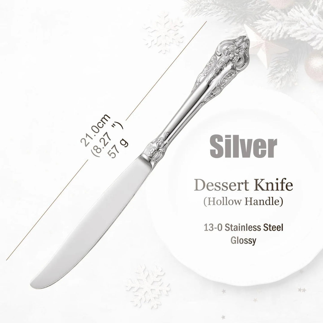 Stainless Steel Silver Glossy Gold Vintage Cutlery, Hollow Handle, 18/10