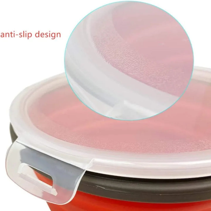 Silicone Folding Lunch Box With Lid Portable Bowl Set KitchenTableware