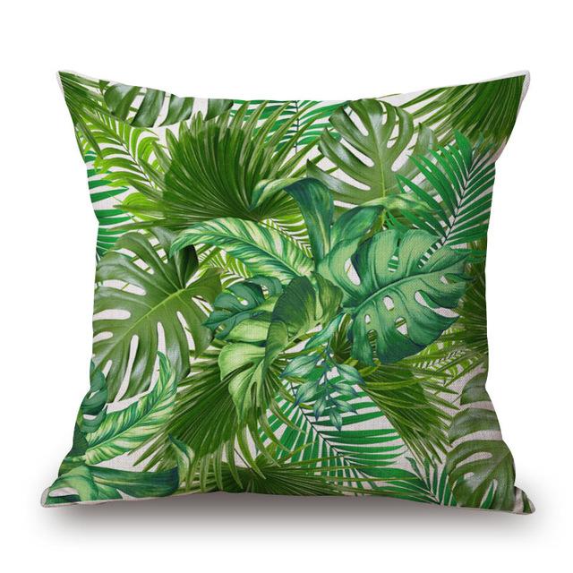 Tropical Plant Hibiscus Flower Pillow Case Parrot Cushion Cover