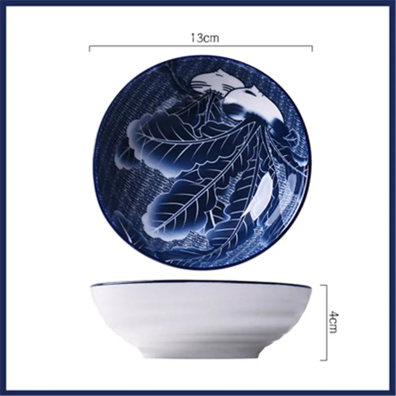 Salad Rice Bowls Ceramic Classical Blue and White Kitchen Tableware