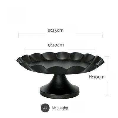 Luxury Party Decor Black Cake Stand Cupcake Tray Wave Edge Design