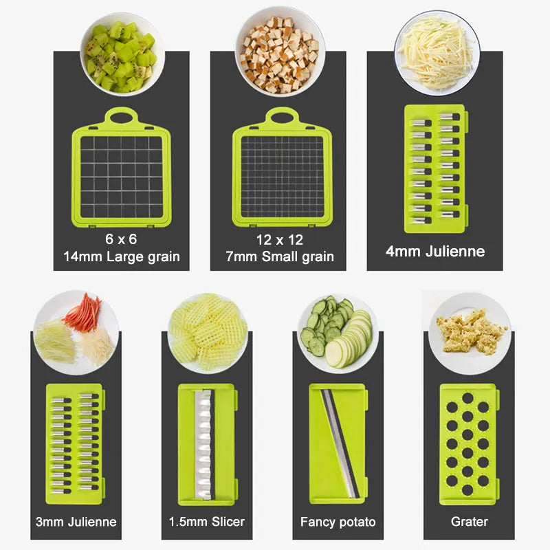 Multifunction Kitchen Cutter Garlic Press Steel Blade Peeler Carrot Grater