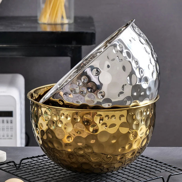 Stainless Steel Hammered Basin Thickened Fruit Mixing Bowl Kitchen Tableware