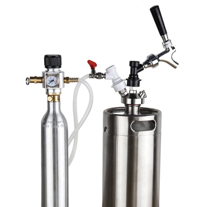 Mini Co2 Gas Regulator 0-90 PSI Keg Charger With 8mm Barb for Beer Wine Making &amp; Carbonated Soda Water