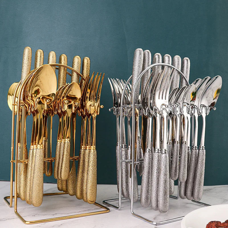 High-End Titanium Gold Process Stainless Steel Tableware Luxury Cutlery Set