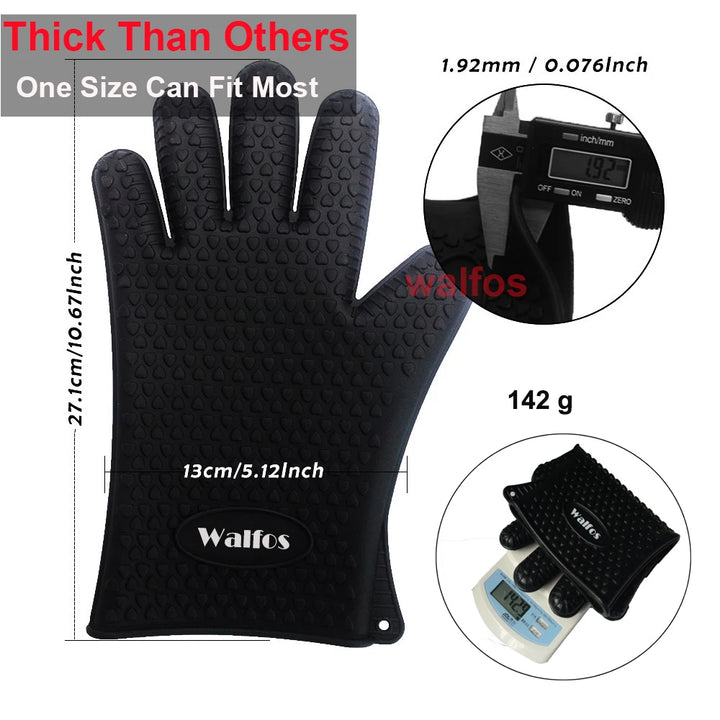 Silicone Oven Kitchen Glove Heat Resistant Thick BBQ Grill Glove Oven Mitts