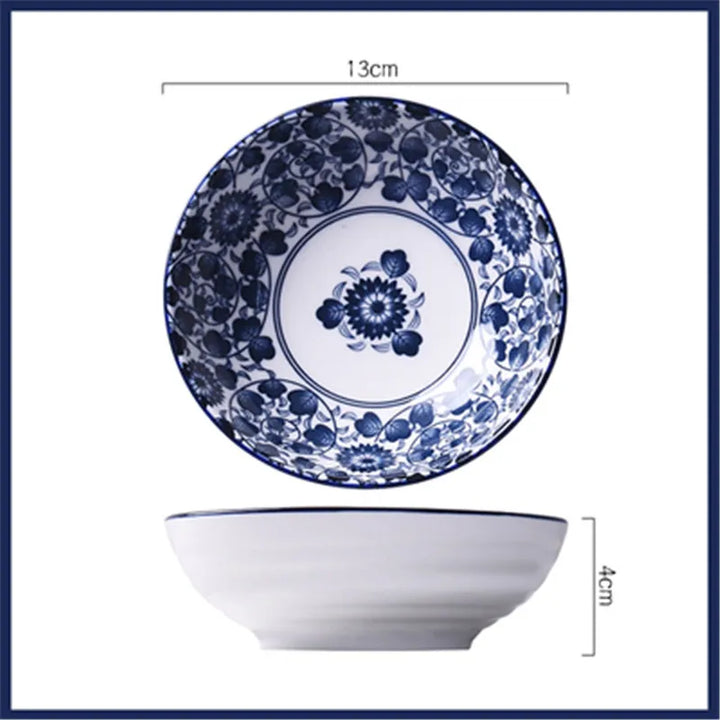 Salad Rice Bowls Ceramic Classical Blue and White Kitchen Tableware