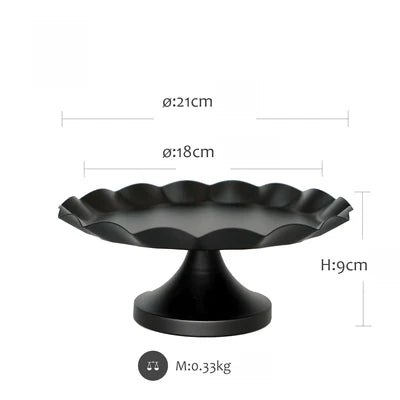 Luxury Party Decor Black Cake Stand Cupcake Tray Wave Edge Design