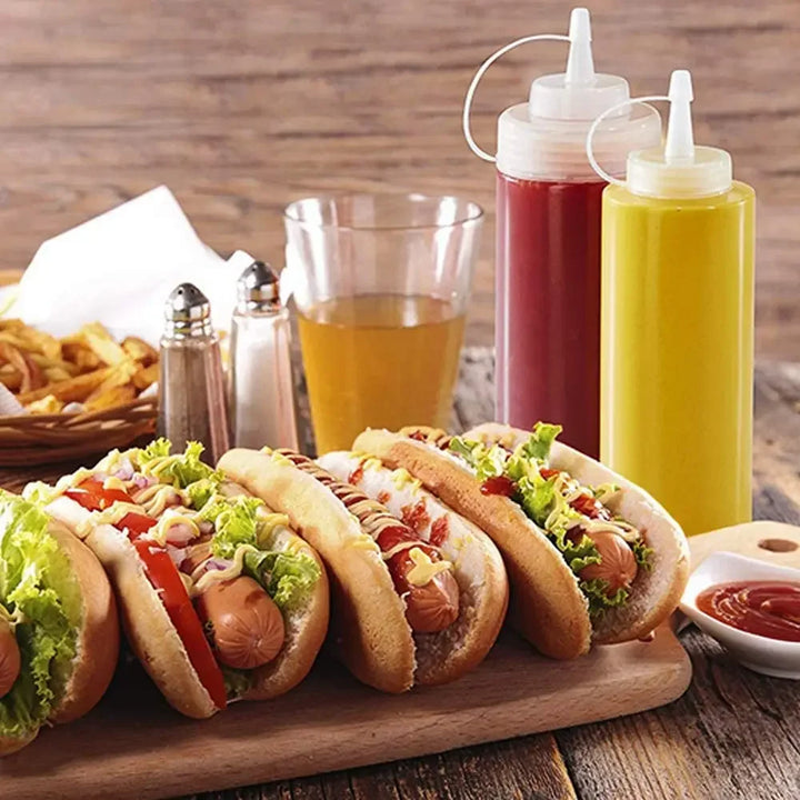 480ml Food Squeeze Bottles Condiment Dispenser Ketchup Mustard Kitchen Gadgets