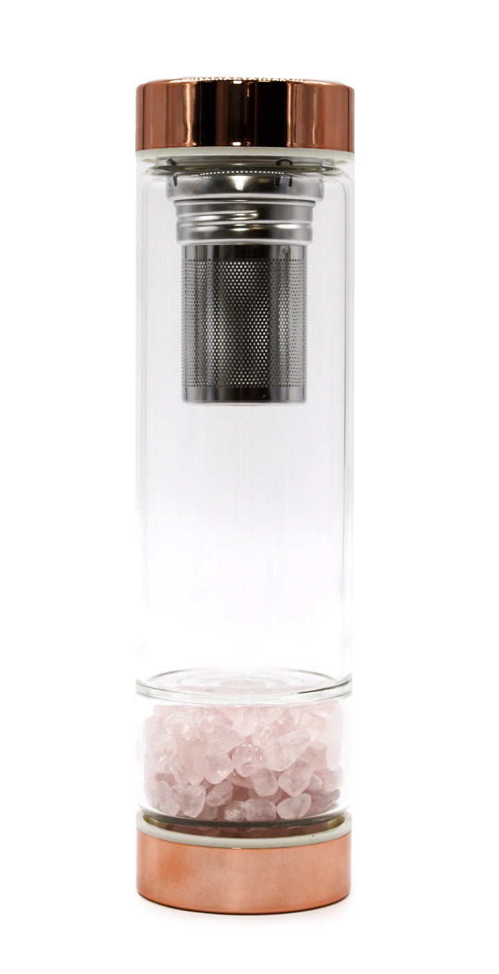 Rose Gold Crystal Elixir Water Bottle With Tea Infuser 500ML