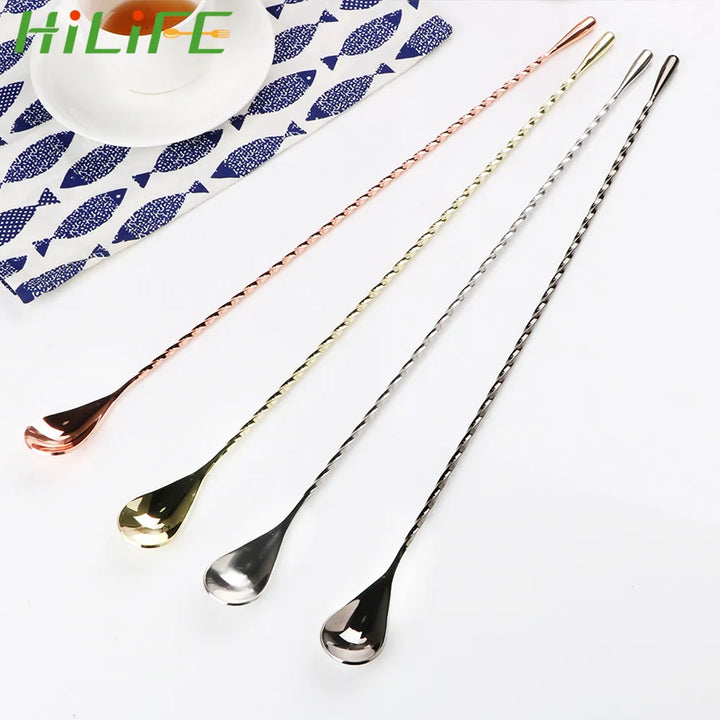 30/40cm Stainless Steel Stir Bar Spoon Spiral Pattern  Bar Tool