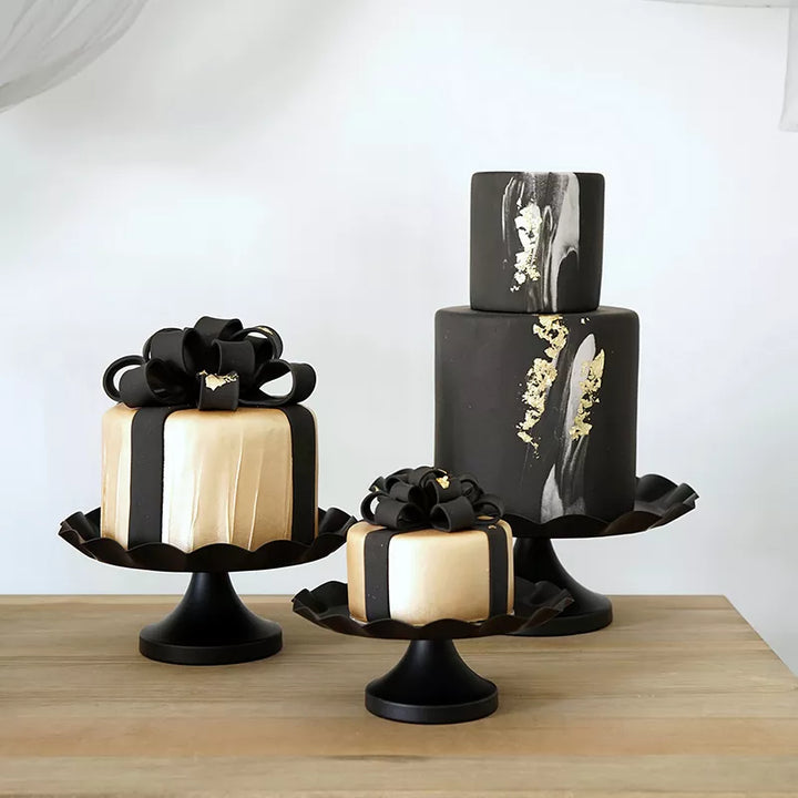 Luxury Party Decor Black Cake Stand Cupcake Tray Wave Edge Design