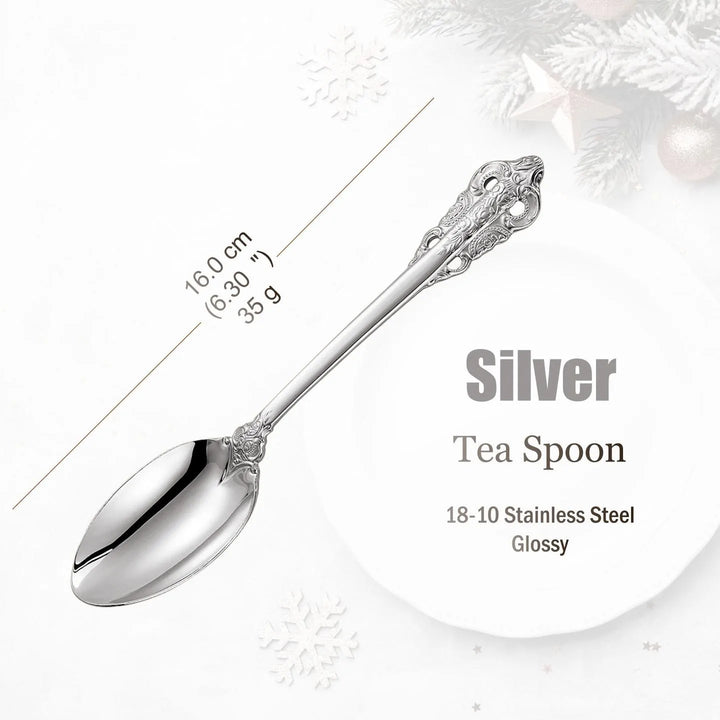 Stainless Steel Silver Glossy Gold Vintage Cutlery, Hollow Handle, 18/10