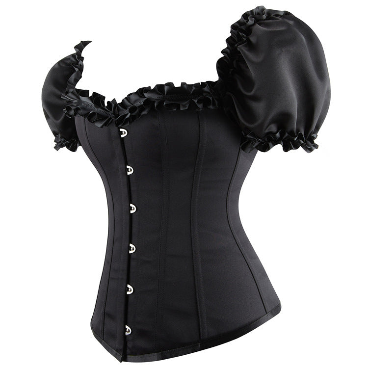 Puff sleeves court corset 12 steels bone body shaper bustier top